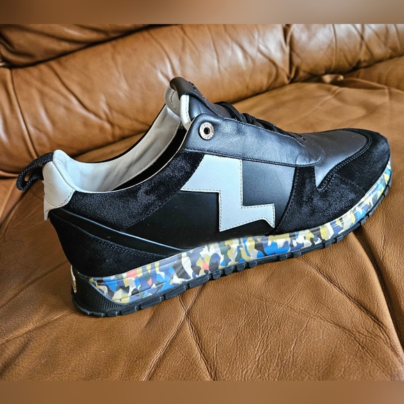 Men's Fendi Black White Leather Timeless Sneakers Size 9 US or 7 UK - Picture 8 of 16